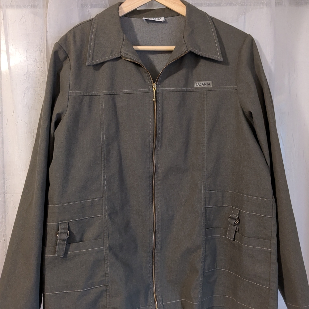 LASANIA Green Jacket with Collared Neckline and Zipper